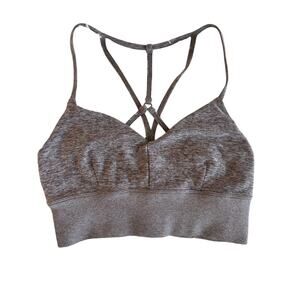 Alo Yoga Ribbed Bralette Sports Bra Heathered Brown Womens Size Medium